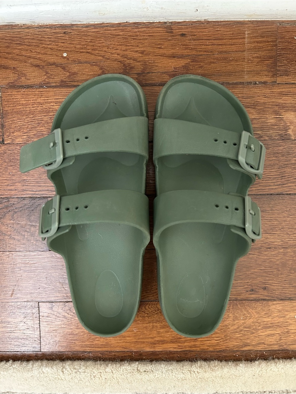 Women’s Olive Green Slide Sandals with Adjustable Straps